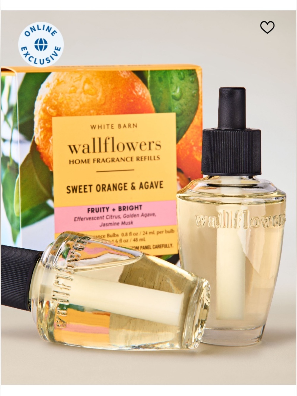 “SWEET ORANGE & AGAVE” by BBW/WB, 2-Pack Wallflowers Home Fragrance Refills, NIB